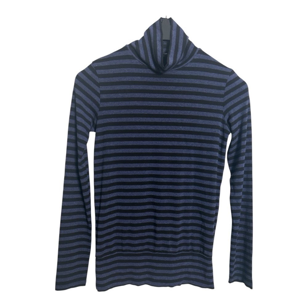 Hatch The Jersey Striped Turtleneck Sweater Black/Blue